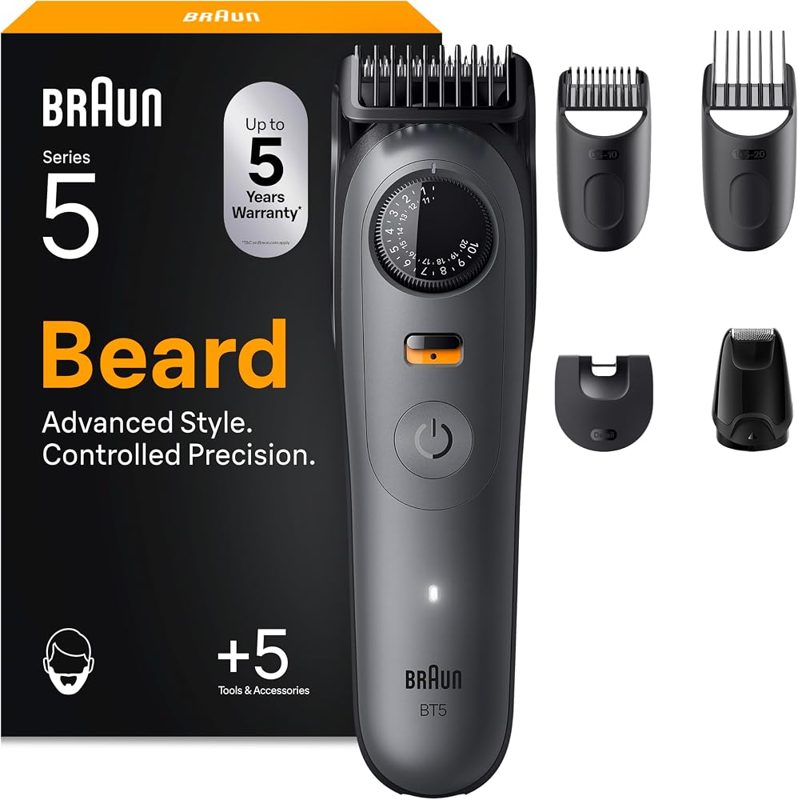 Aparador de barba Braun Series 5 BT5525 com pentes e acessórios de perfilar