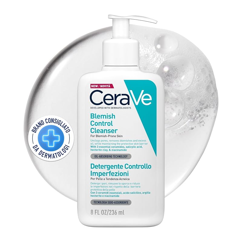Embalagem do gel de limpeza CeraVe Blemish Control com ácido salicílico