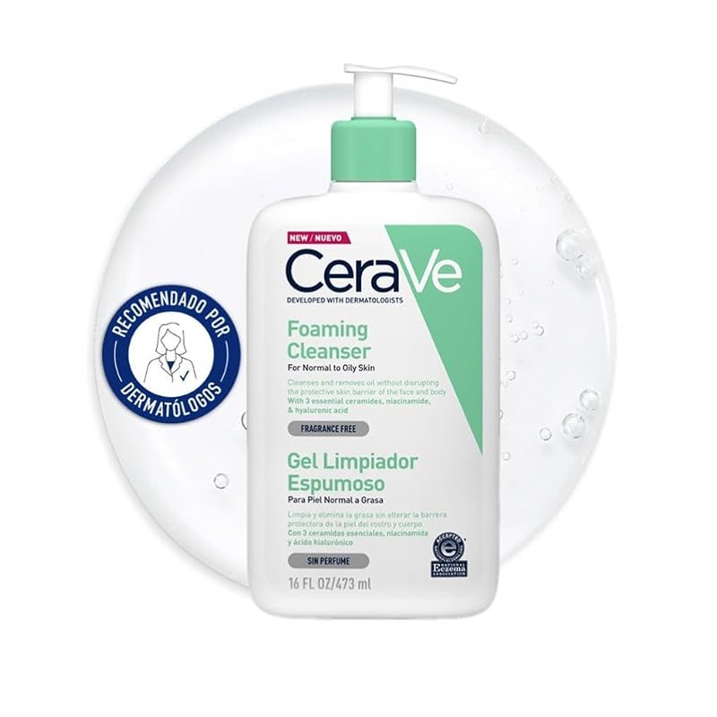 Embalagem do gel de limpeza espumante CeraVe para pele normal a oleosa