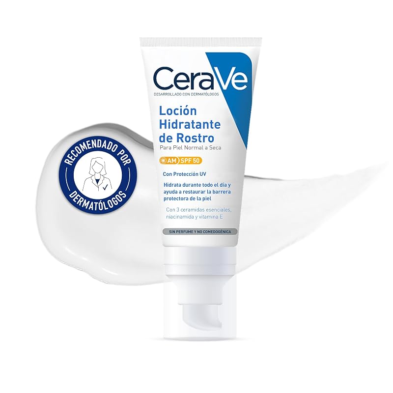 Embalagem da loção hidratante de rosto CeraVe SPF 50 de 52 ml