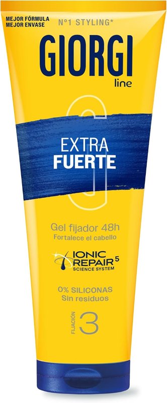 Tubo amarelo de gel fixador Giorgi Line Extra Forte de 170 ml