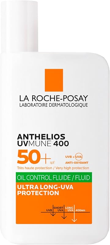 Frasco do protetor solar La Roche-Posay Anthelios UVMune 400 Oil Control SPF 50+ de 50 ml