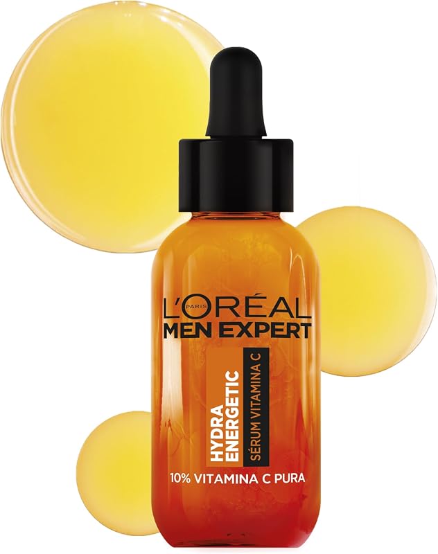 Frasco do sérum L'Oréal Men Expert Hydra Energetic com 10% de vitamina C, 30 ml