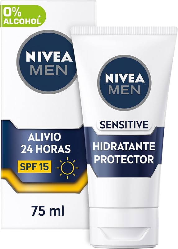 Tubo de creme NIVEA MEN Sensitive Hidratante Protetor FP15 de 75 ml
