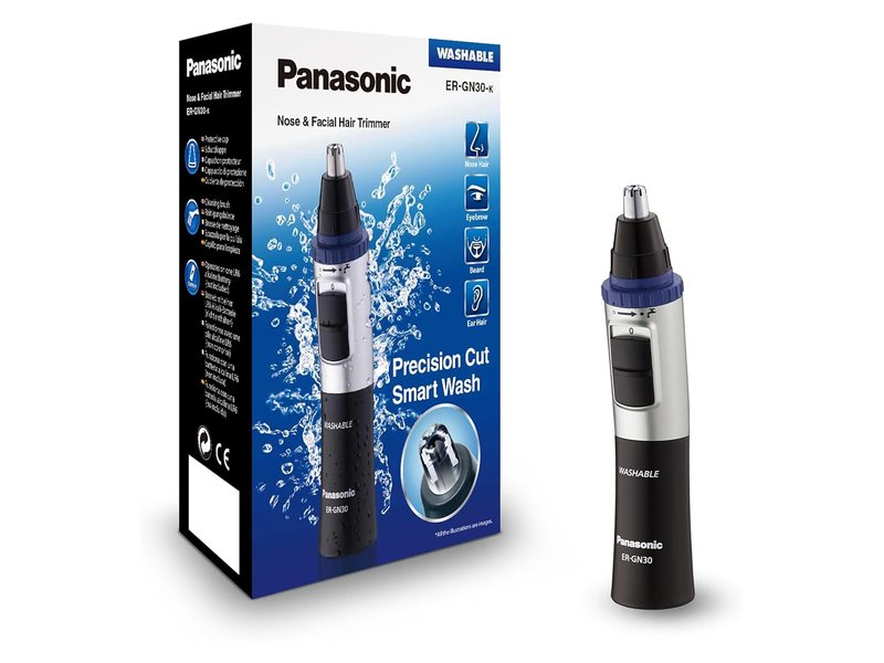 Aparador de pelos do nariz e orelhas Panasonic ER-GN30 ao lado da caixa
