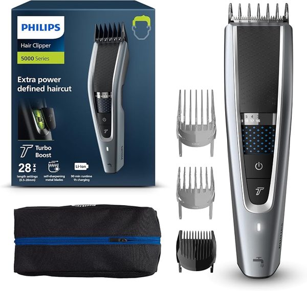 Máquina de cortar cabelo Philips Series 5000 HC5630/15 com pentes e bolsa