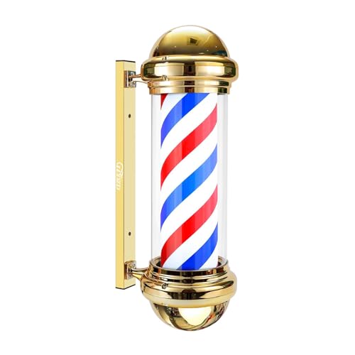 Poste de barbeiro dourado WDZD para fachada de barbearia