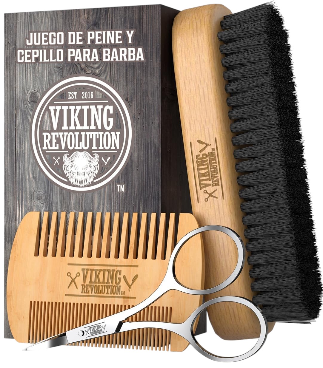 Escova, pente e tesoura Viking Revolution
